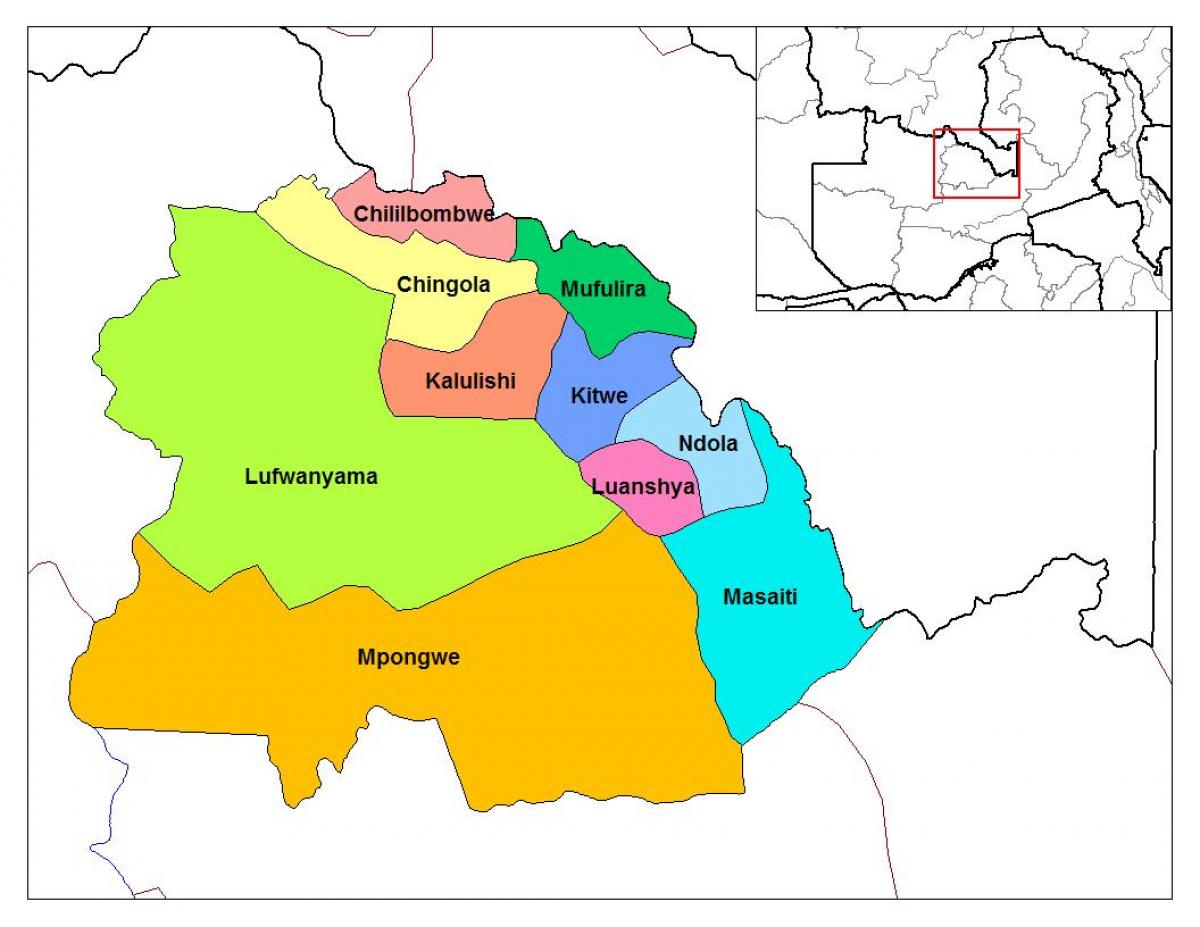 kort over sneglen-provinsen i Zambia