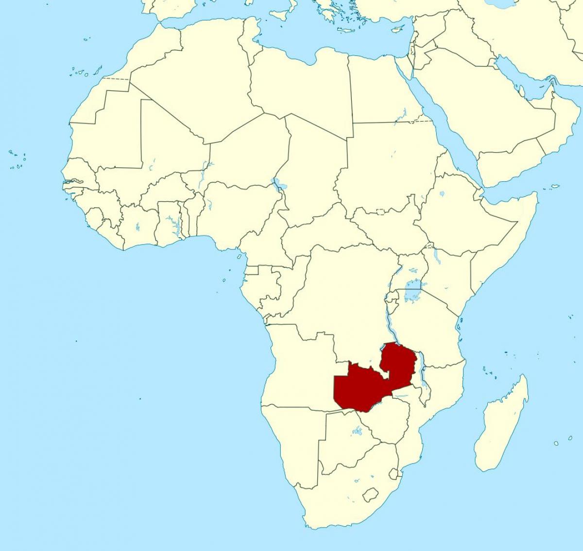Kort over Zambia placering på verden