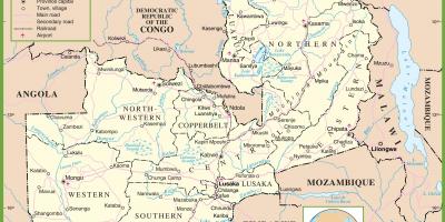 Kort over politiske Zambia