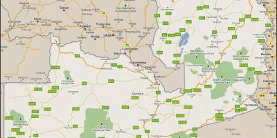 Kort detaljerede Zambia
