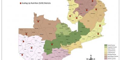 Zambia distrikter opdateret kort