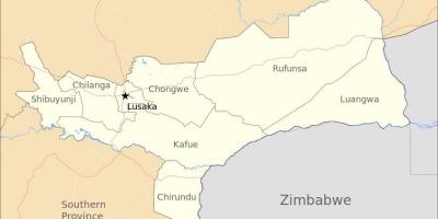 Kort over lusaka i Zambia